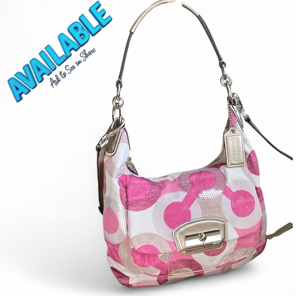 Coach Pink and White Hobo Bag